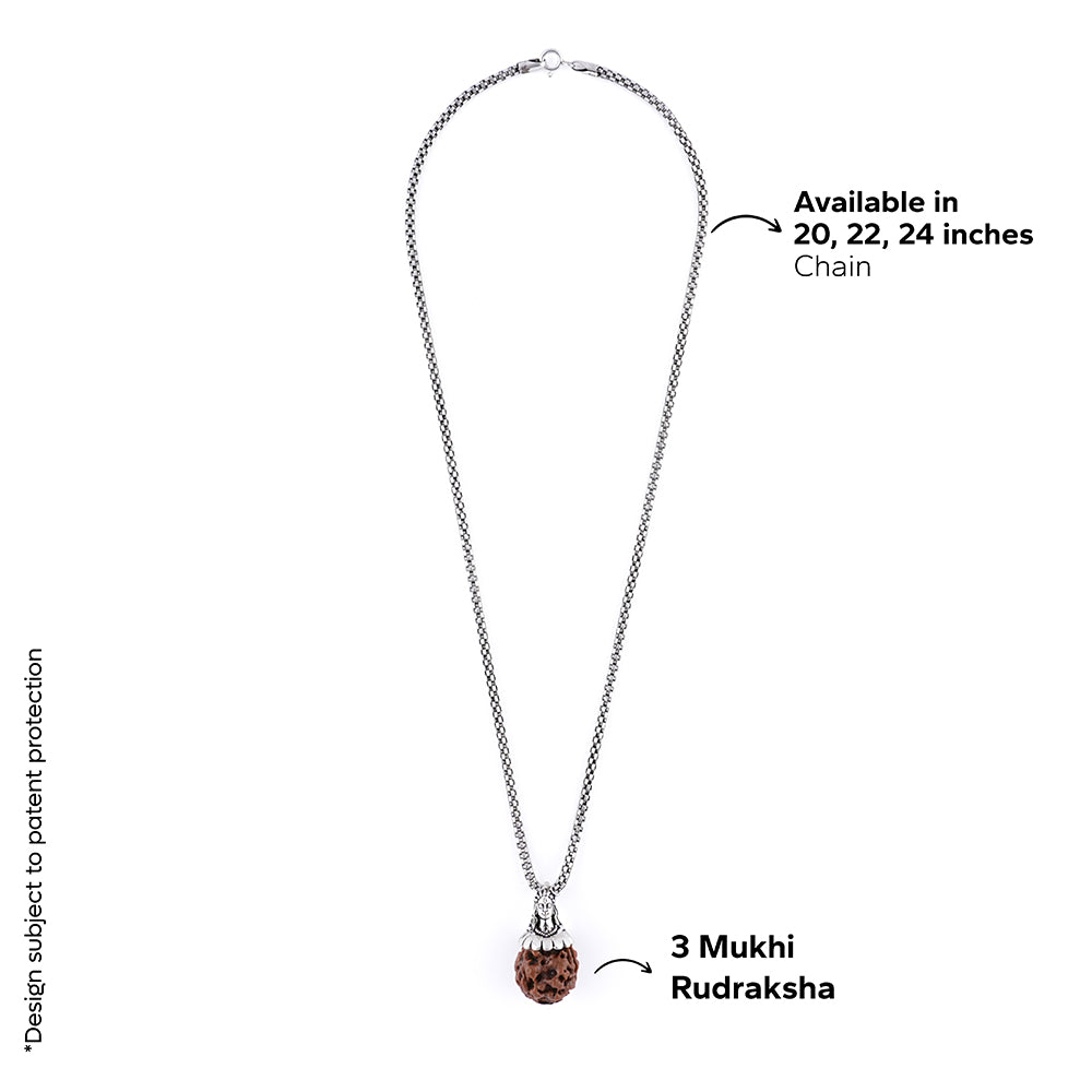 Orignal Adiyogi Pendant (3 Mukhi Nepali Rudraksha) With Chain