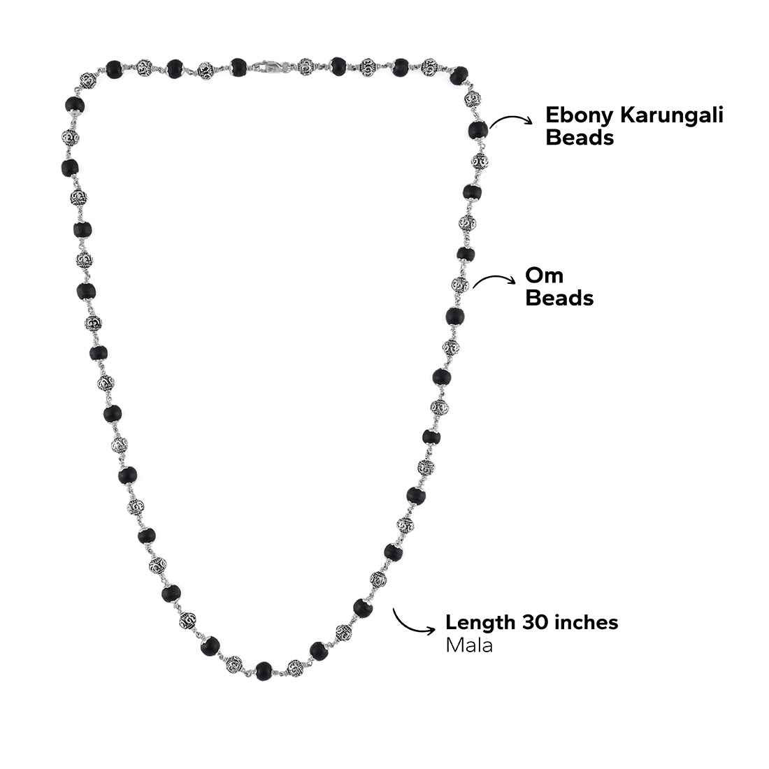 Karungali with Om Silver Beads Mala