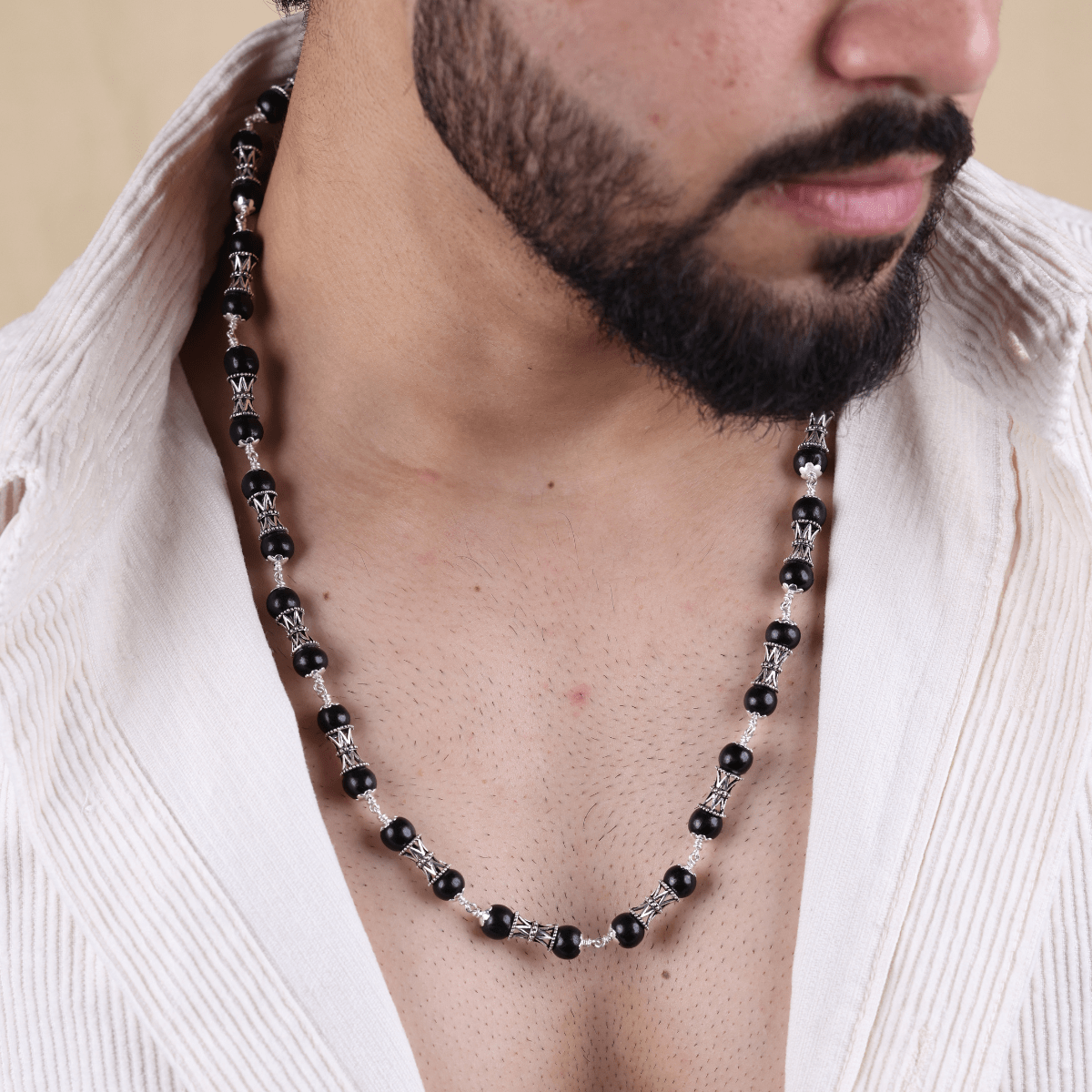 Orignal Karungali Silver Mala With Damru Beads