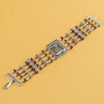 Rudraksha With Om Namah Shivay Silver Four Line Bracelet