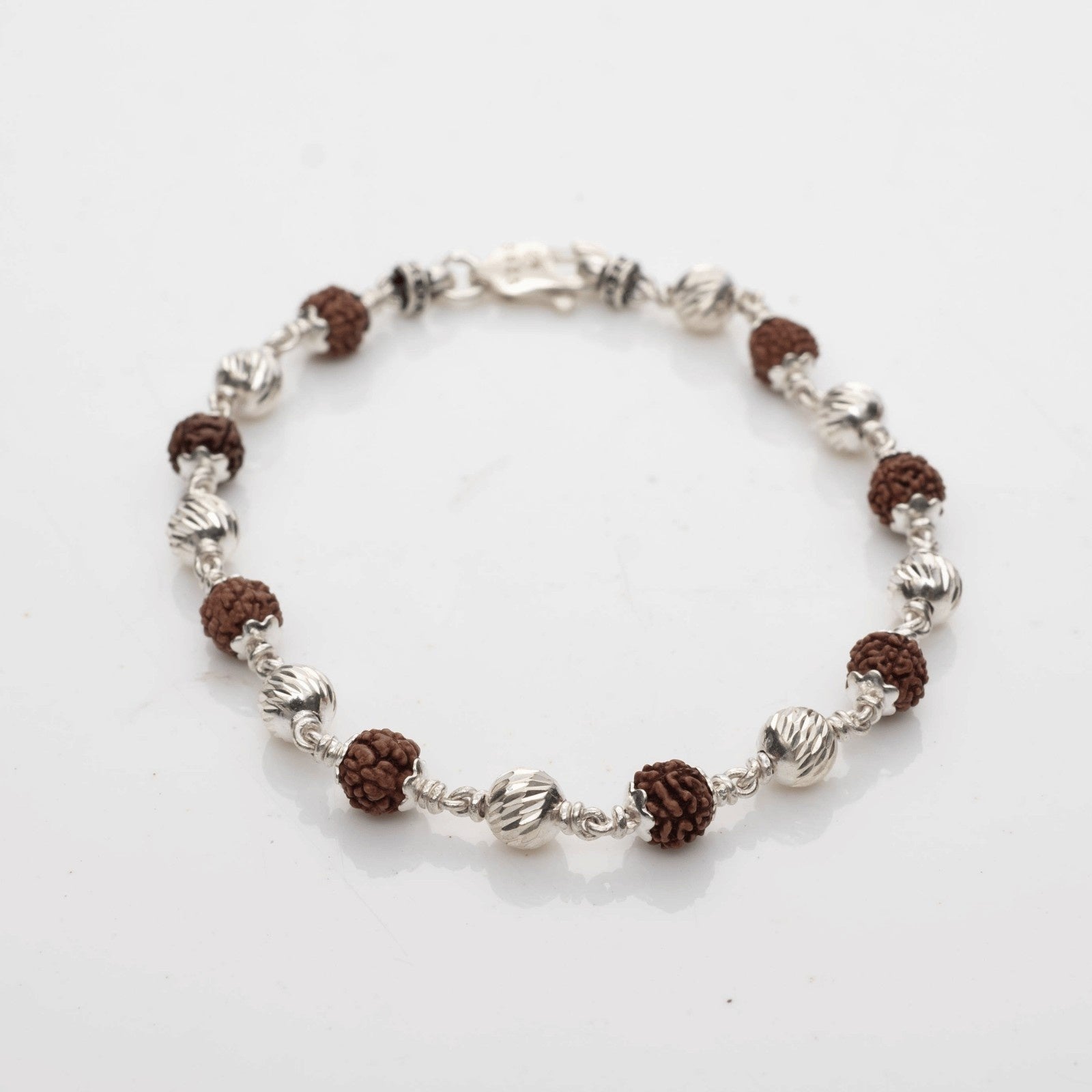 Silver Textured Rudraksha Bracelet