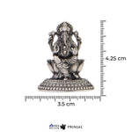 92.5 Silver Ganesha Murti for Home Temple Office Car Dashboard