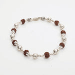 Rudraksha Bracelet with Textured CNC Silver Beads
