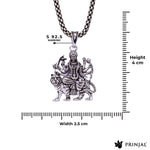 Maa Durga Silver Pendant