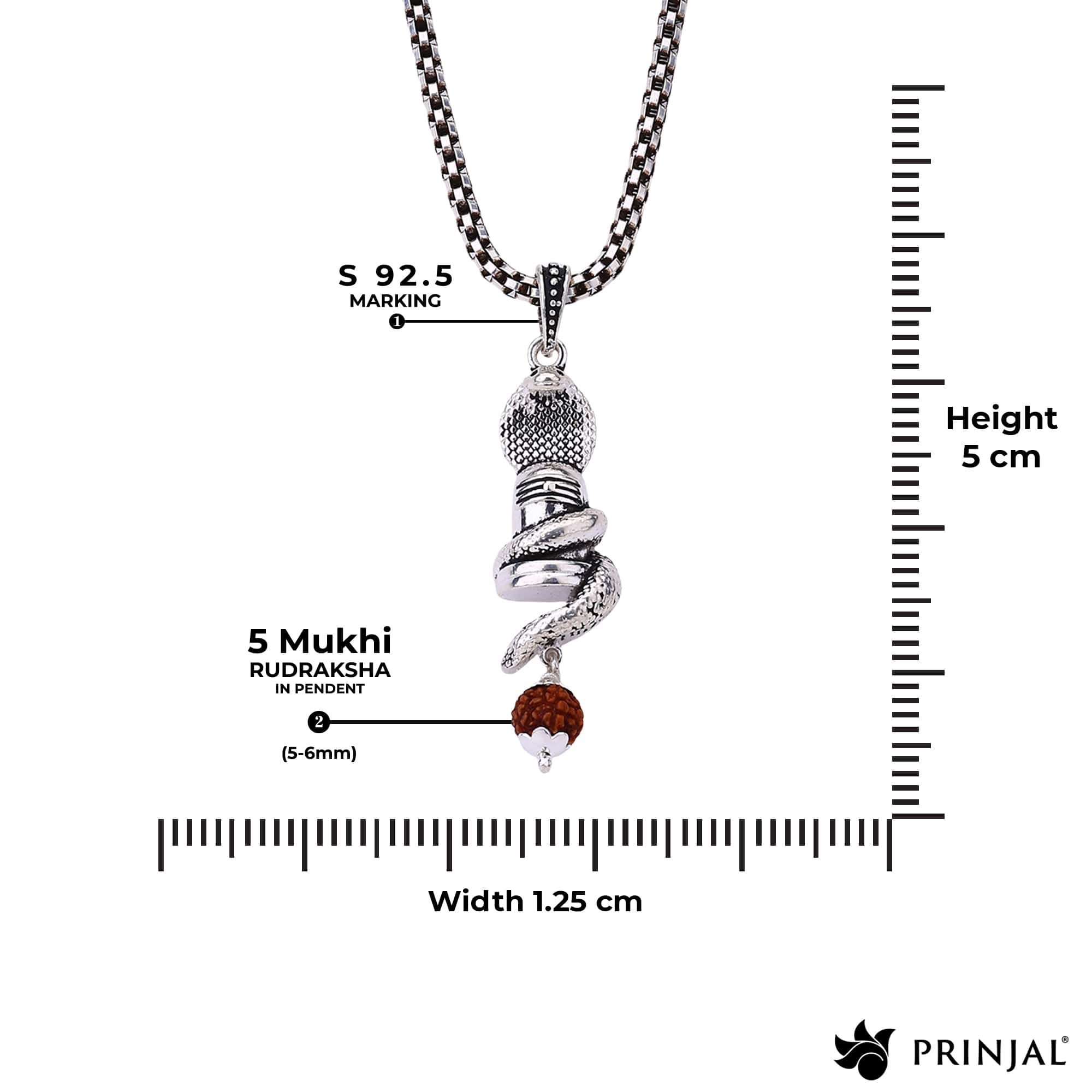 Sheshnag Shivling Rudraksha Silver Pendant