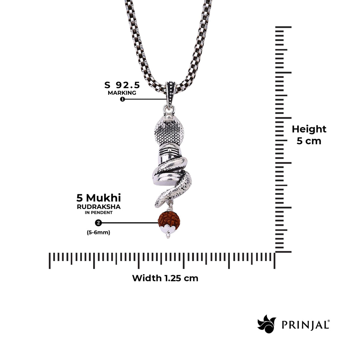Sheshnag Shivling Rudraksha Silver Pendant