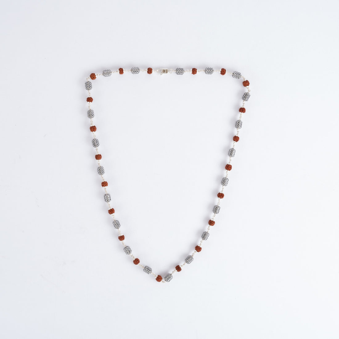 Rudraksha Silver Mala (Oval Beads)