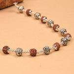 Rudraksha With Om Namah Shivay Pure Silver Beads Mala