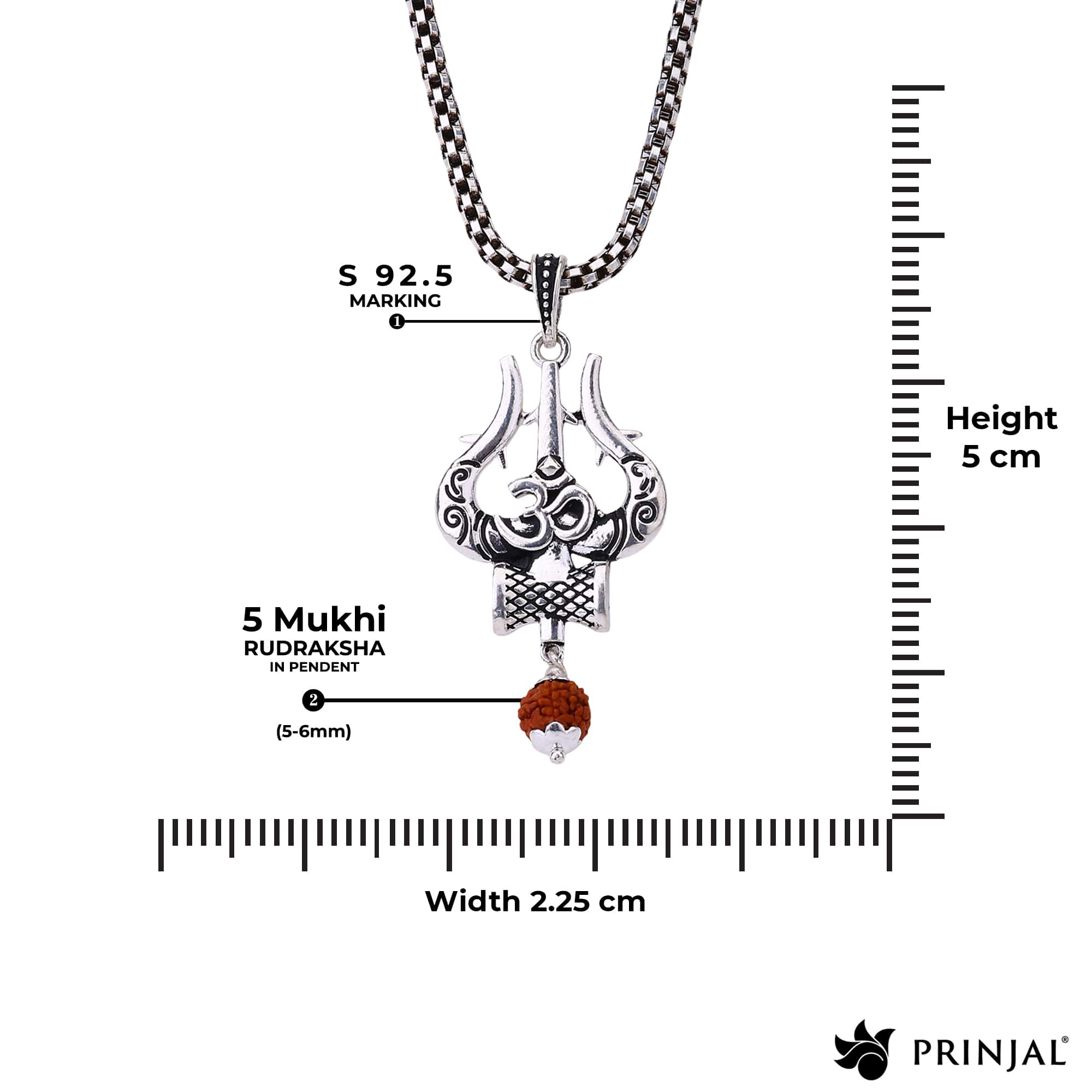 Om Trishul Mahakal Rudraksha Silver Pendant