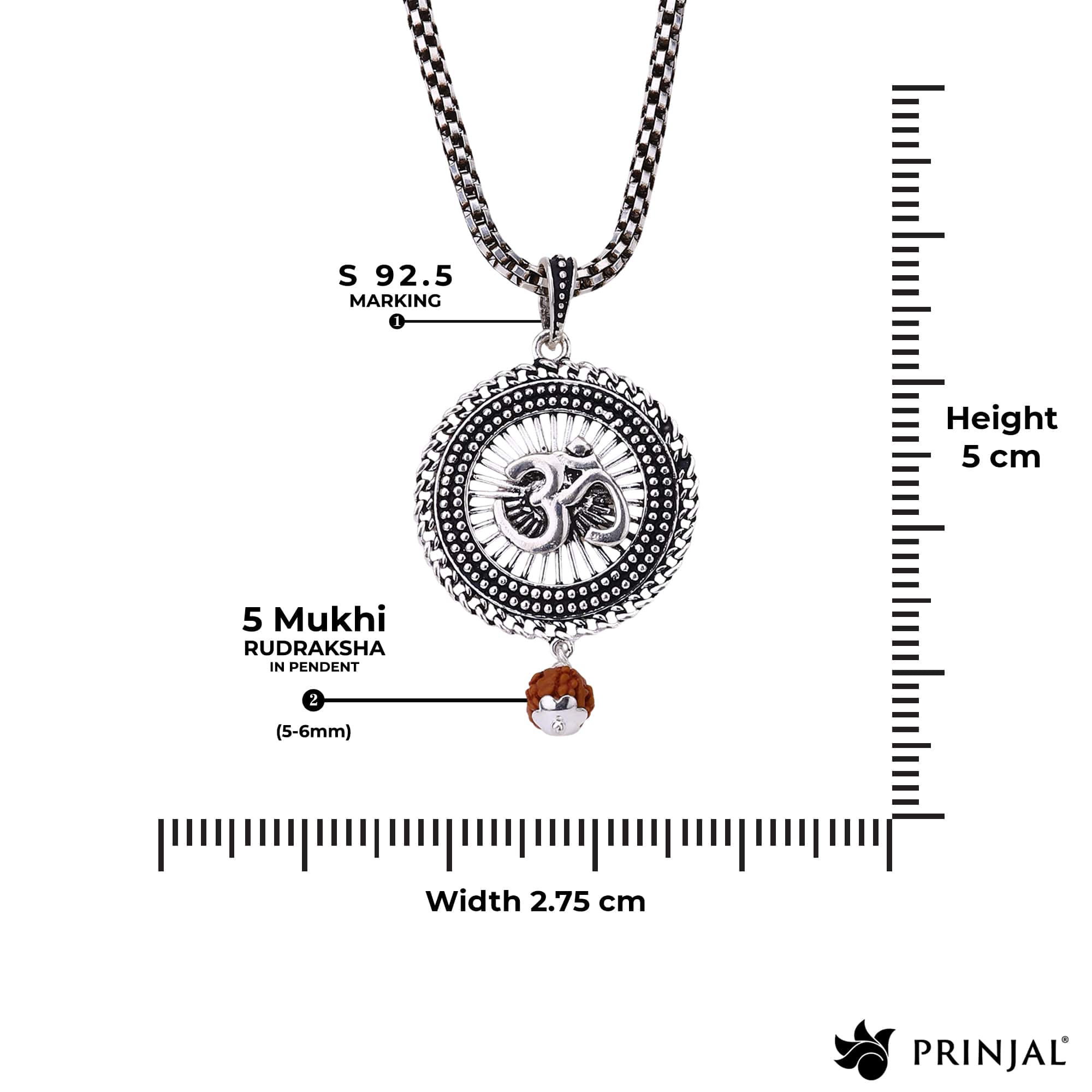 Sacred Surya Om Rudraksha Silver Pendant