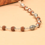 Rudraksha With Dome Silver Beads Mala