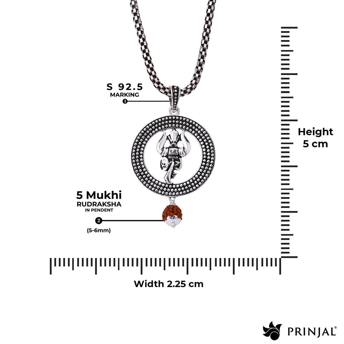Trishul Rudraksha Silver Pendant