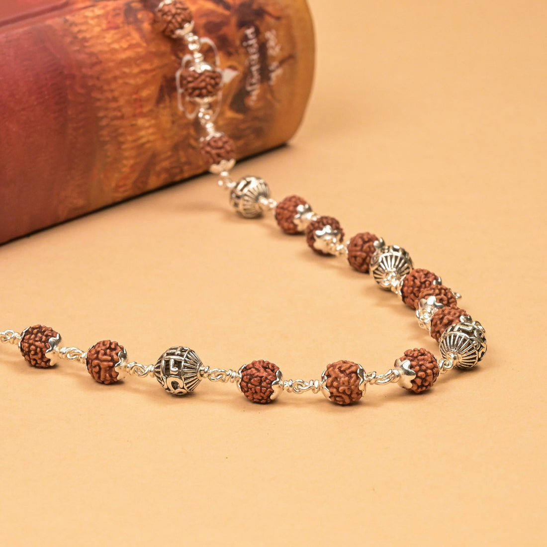 Rudraksha With Om Namah Shivay Silver Bead Mala