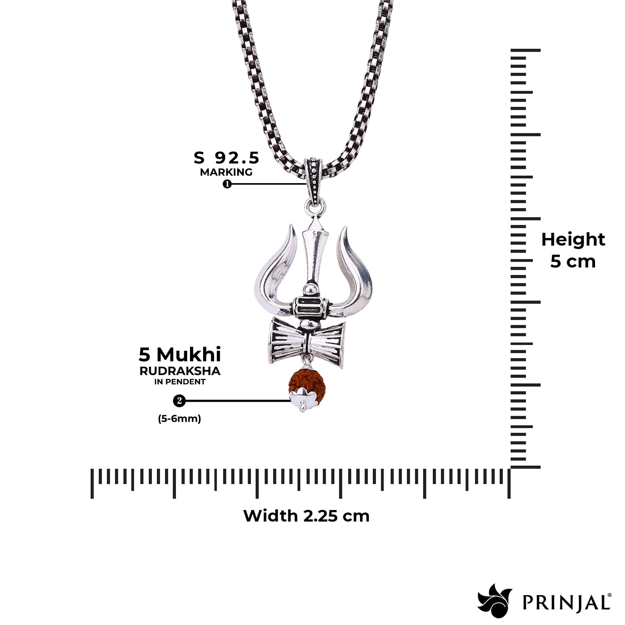 Shiva Trishul Rudraksha Silver Pendant