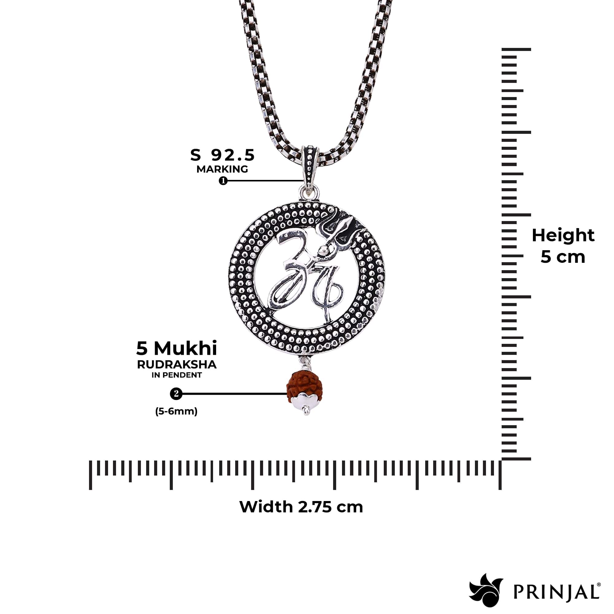 Om Trishul Rudraksha Silver Pendant