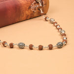 Rudraksha With Ovel Om Silver Beads Mala