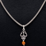 Rudraksha Silver with Trishul and Damru Chain with Pendant for Men