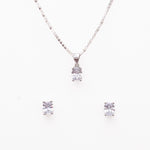 Silver Set Chain Pendant and Earrings with Finely Cut Stones for Women