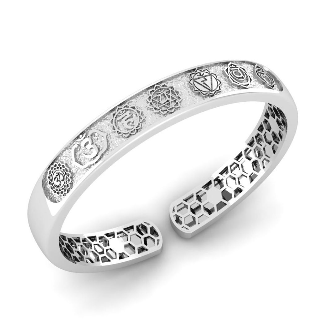 7 Chakra Mantra Silver Kada