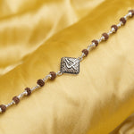Rudraksha With Trishul on Rhombus Silver Broach Bracelet