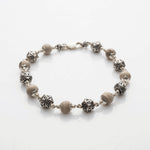 Tulsi With Silver Hexagon Om Beads Bracelet