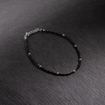 Silver and Black Beads Anklets for Women