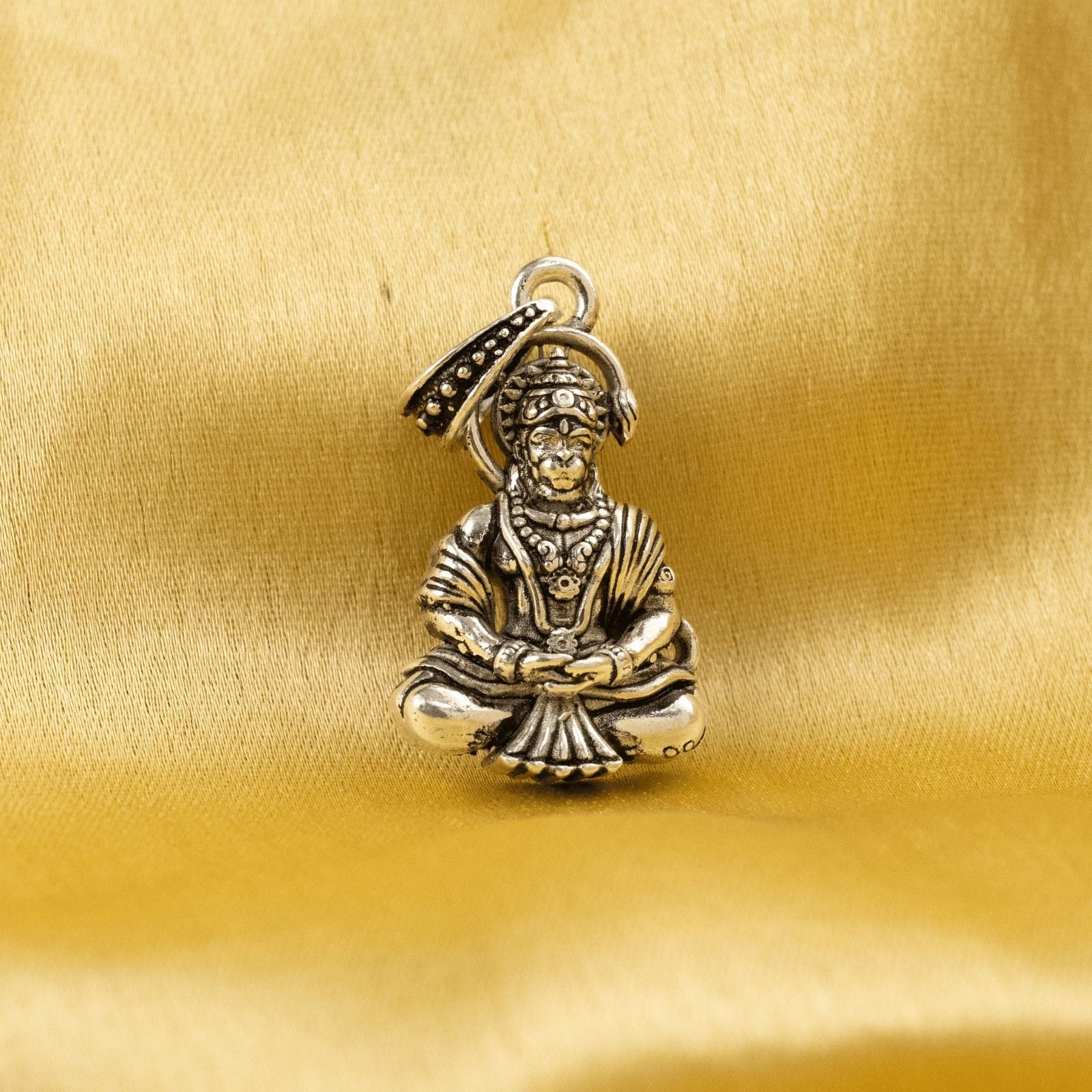 Hanumanji Dhyan Silver Pendant