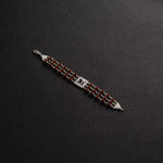 Premium Square Om Triple Row Rudraksha Bracelet