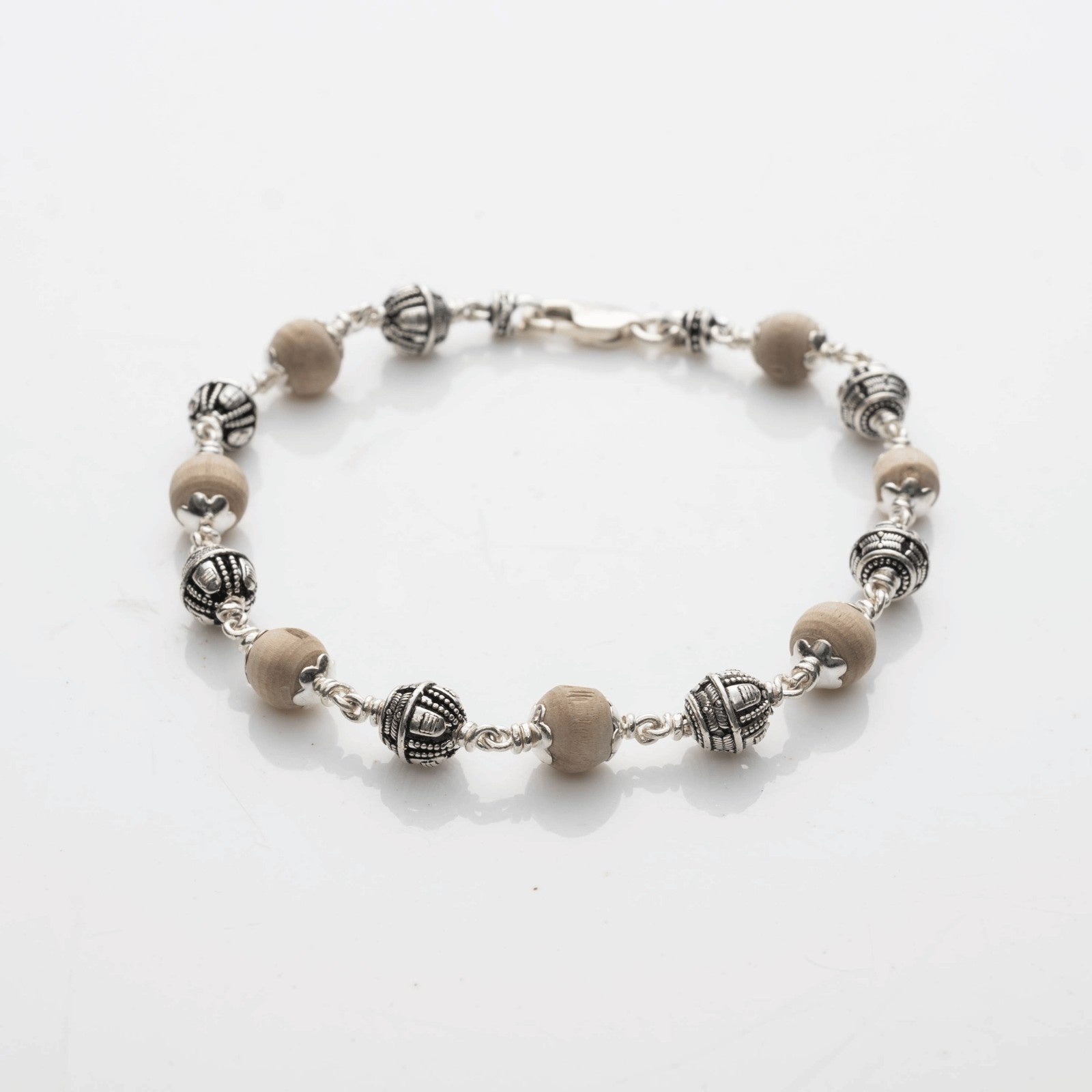Tulsi With Silver Shivling Beads Bracelet