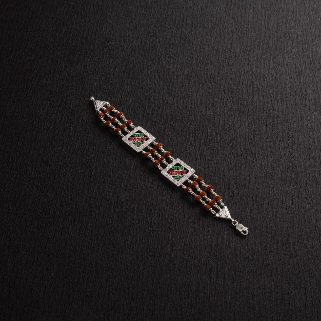 Authentic Rudraksha Silver Two Jay Thakar Brooch Bracelet