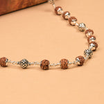 Rudraksha With Ornate Sphere Silver Beads Mala