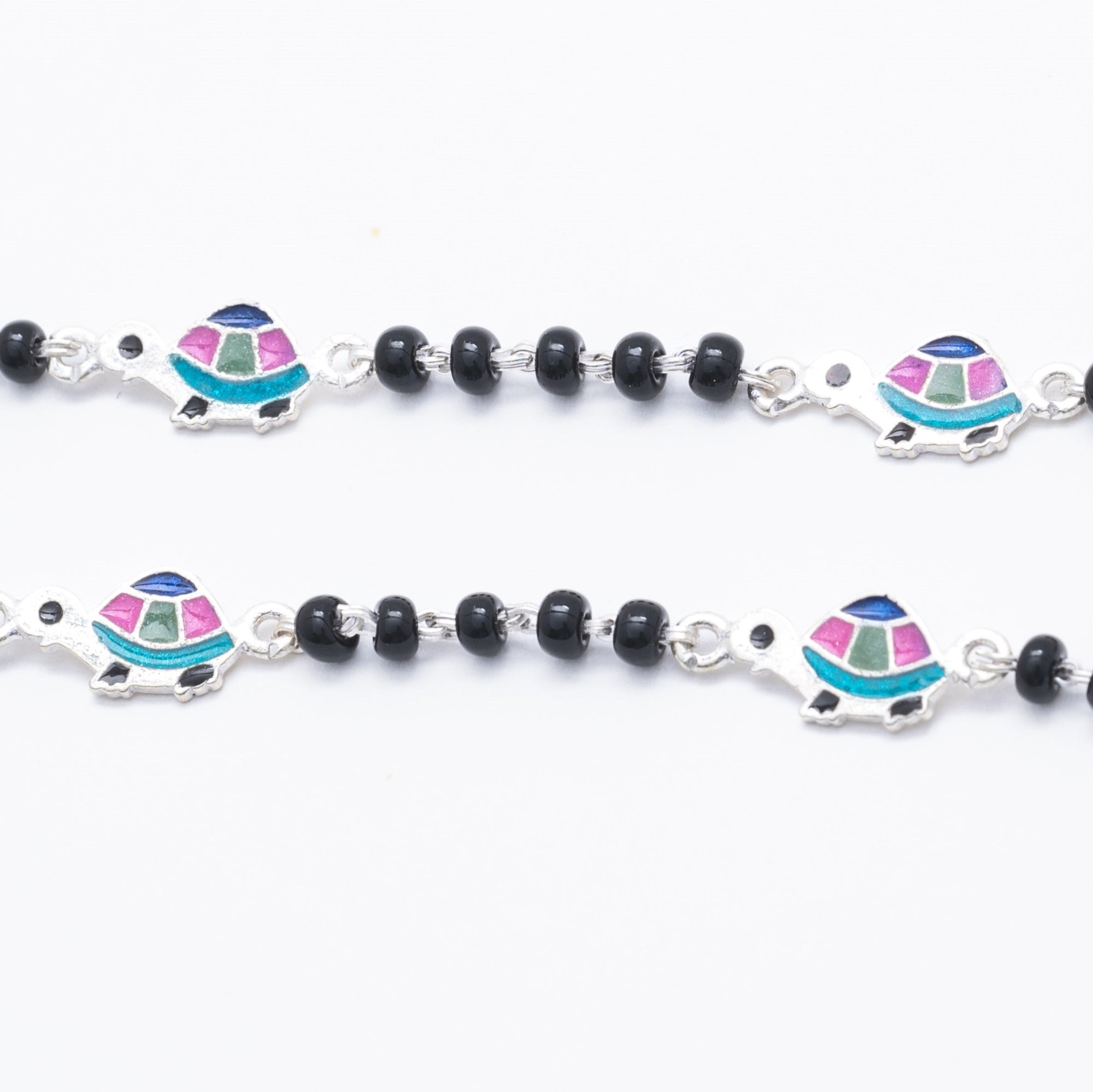 Black Beads Multicolor Tortoise Silver Nazariya for Kids