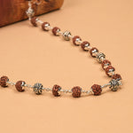 Rudraksha Mala With Om Namah Shivay Silver Beads