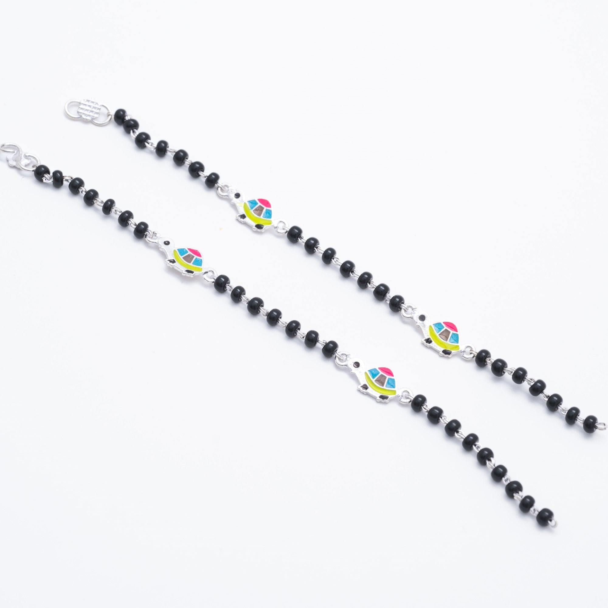 Authentic Black Beads Multicolor Tortoise Silver Nazariya for Kids