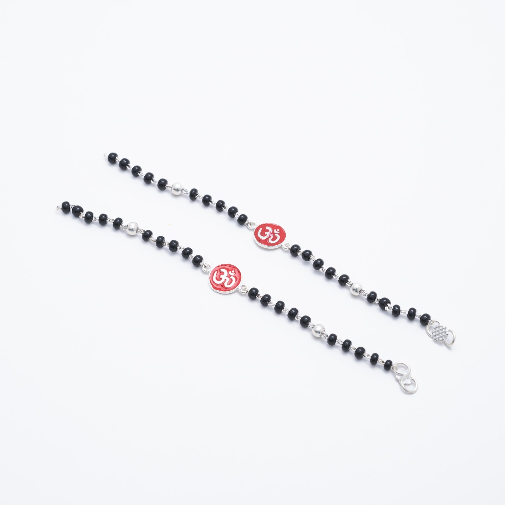 Orignal Black Beads Om Silver Nazariya for Kids