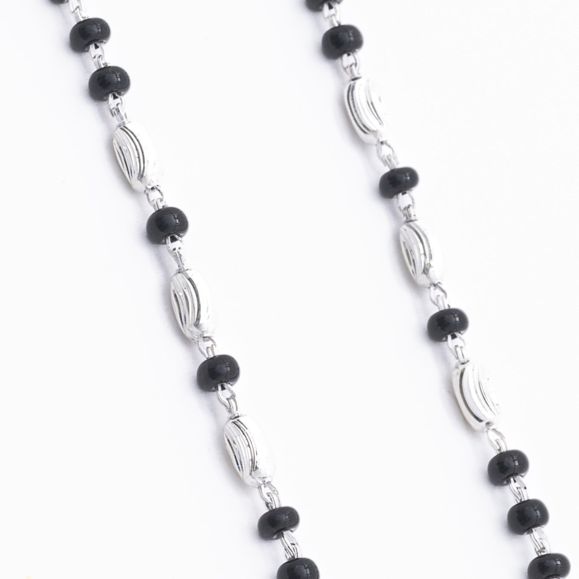 Black Beads with Silver Interlocking Nazariya for Kids
