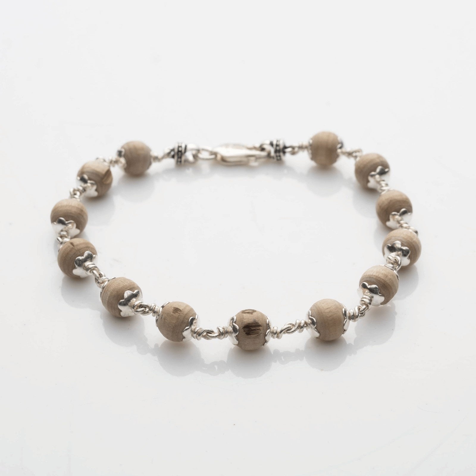 7-8 MM Tulsi Beads Silver Bracelet