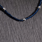 silver and dark blue beads anklets for women
