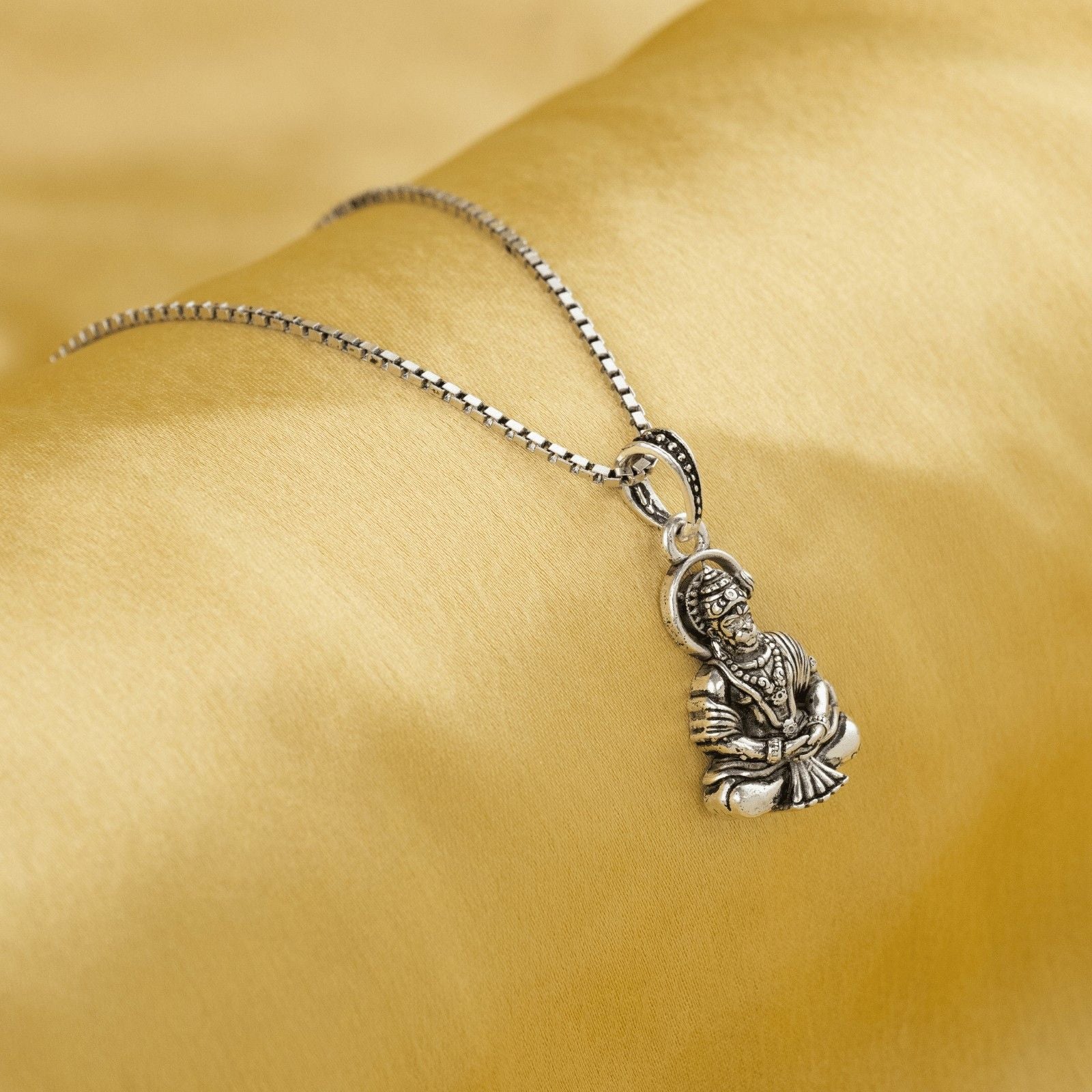 Hanumanji Dhyan Silver Pendant