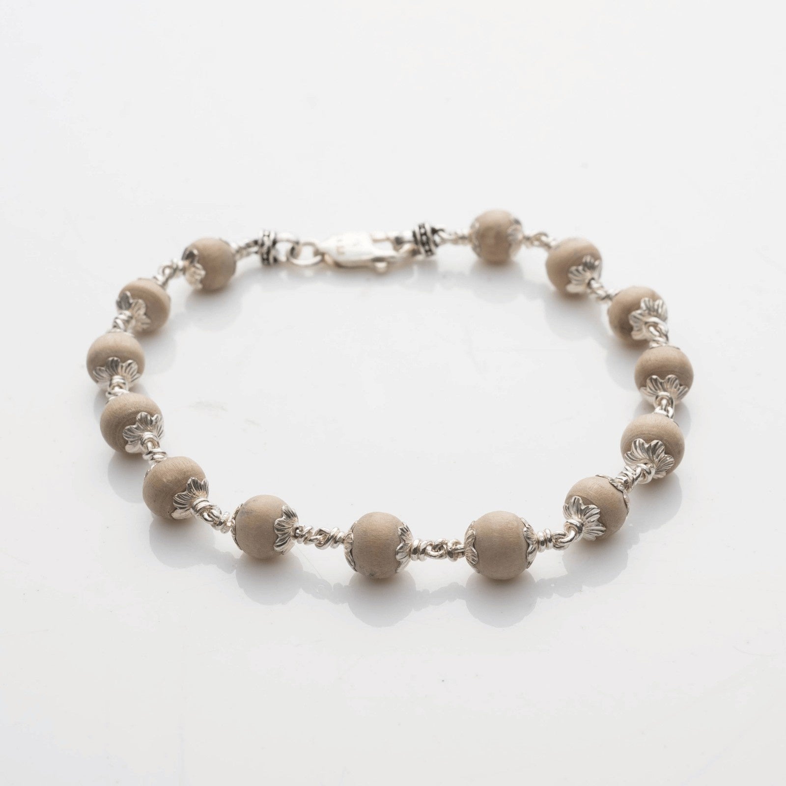 Tulsi Beads Silver Bracelet 5-6 MM