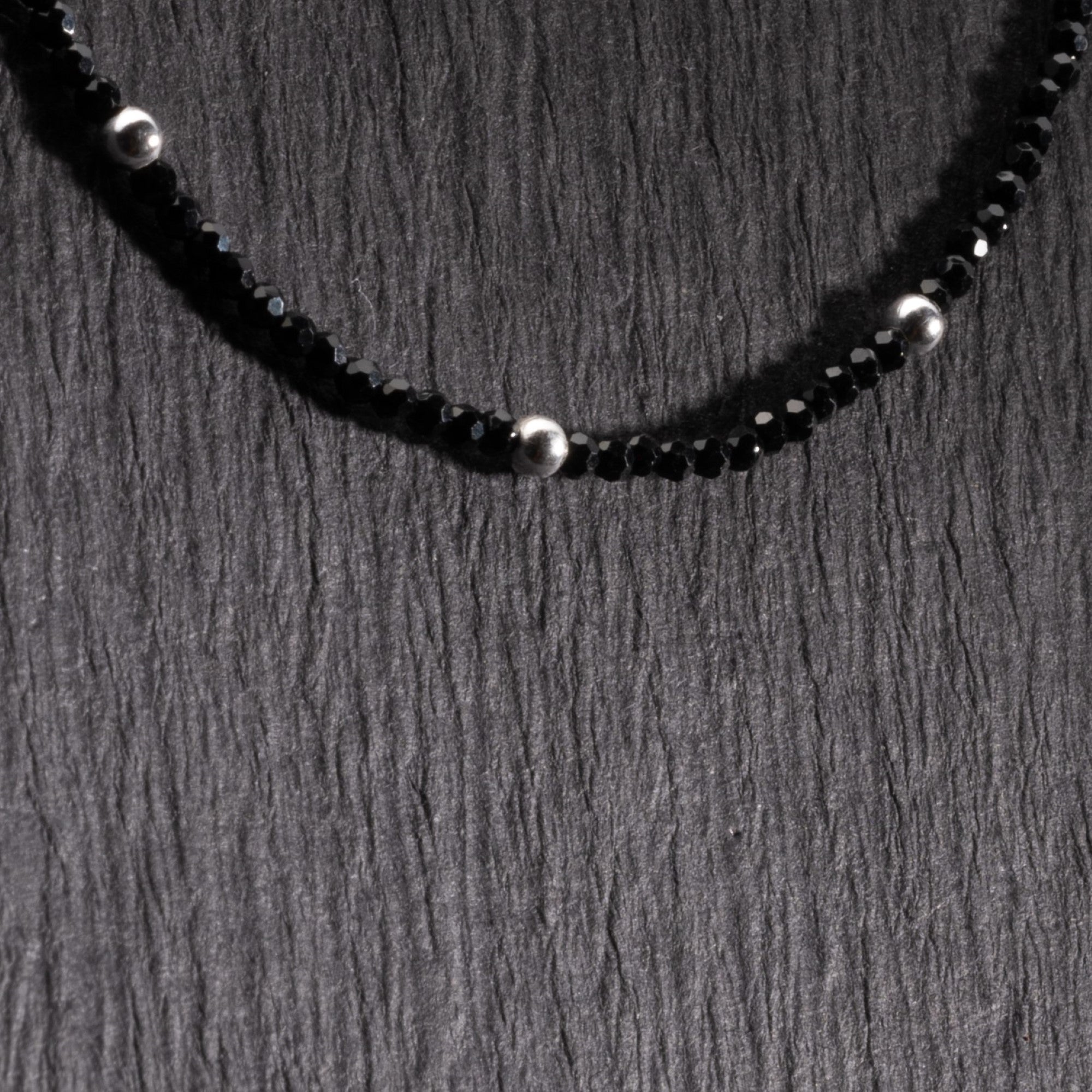 Silver and Black Beads Anklets for Women