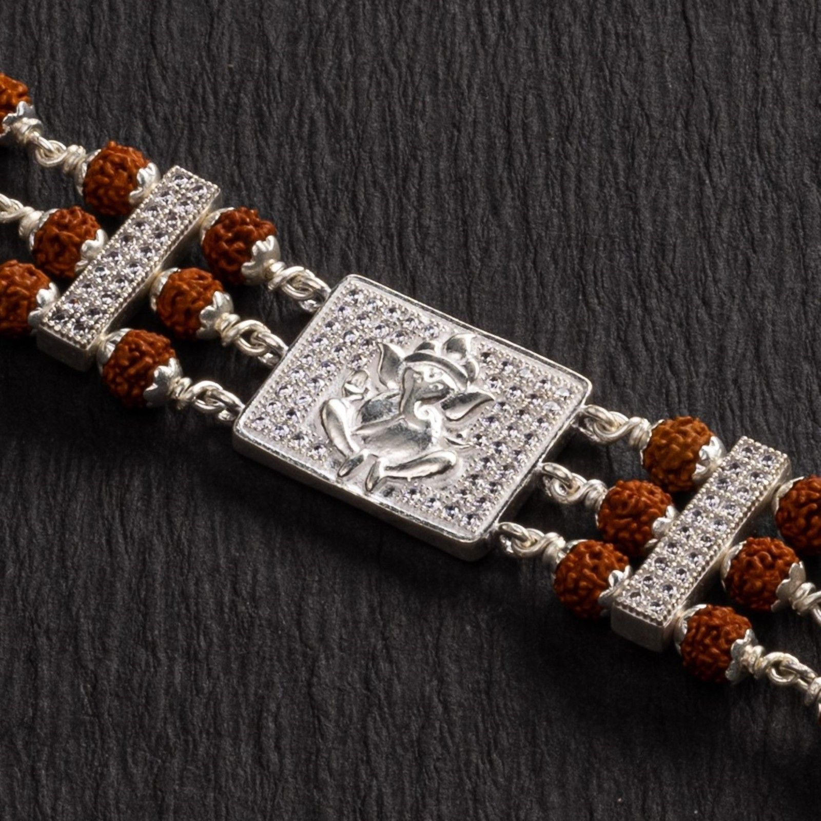 Premium Ganesh Brooch Rudraksha Bracelet
