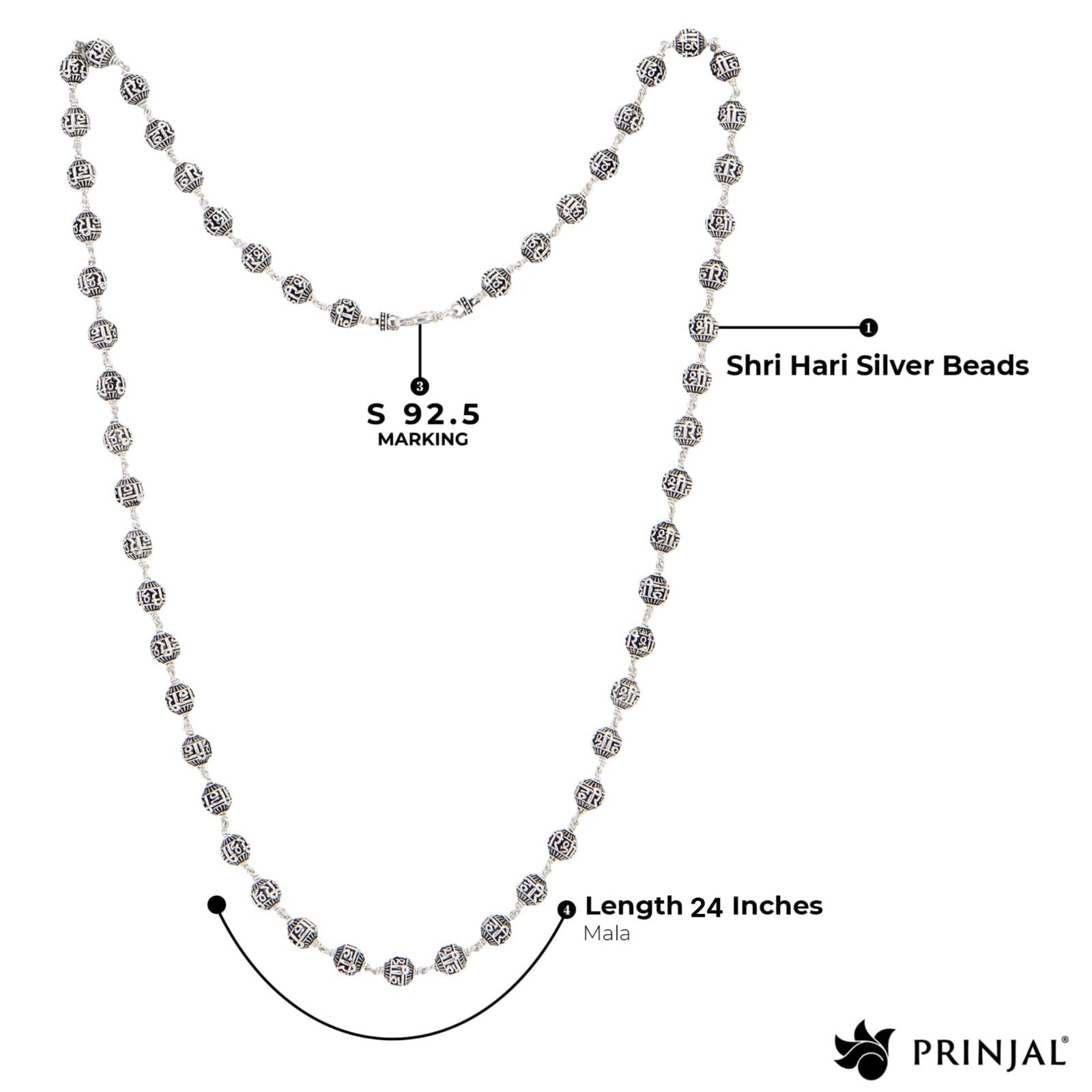 Shree Hari Silver Beads Mala (92.5 Sterling)