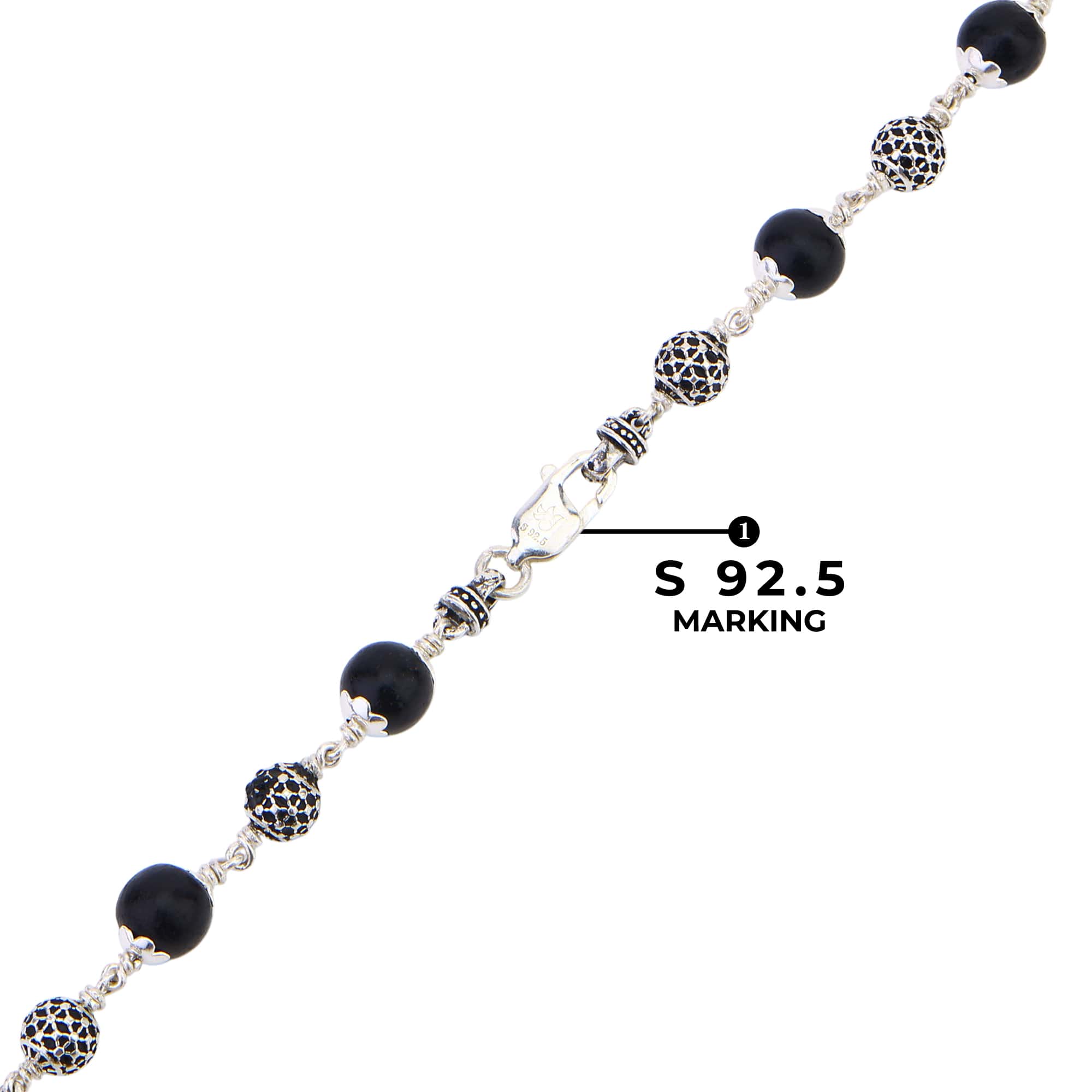 Karungali Silver Mala (Ornate Sphere Beads)
