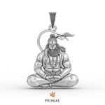 Divine Hanuman Ji Dhyan Silver Pendant