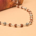 Rudraksha With Om Silver Beads Mala