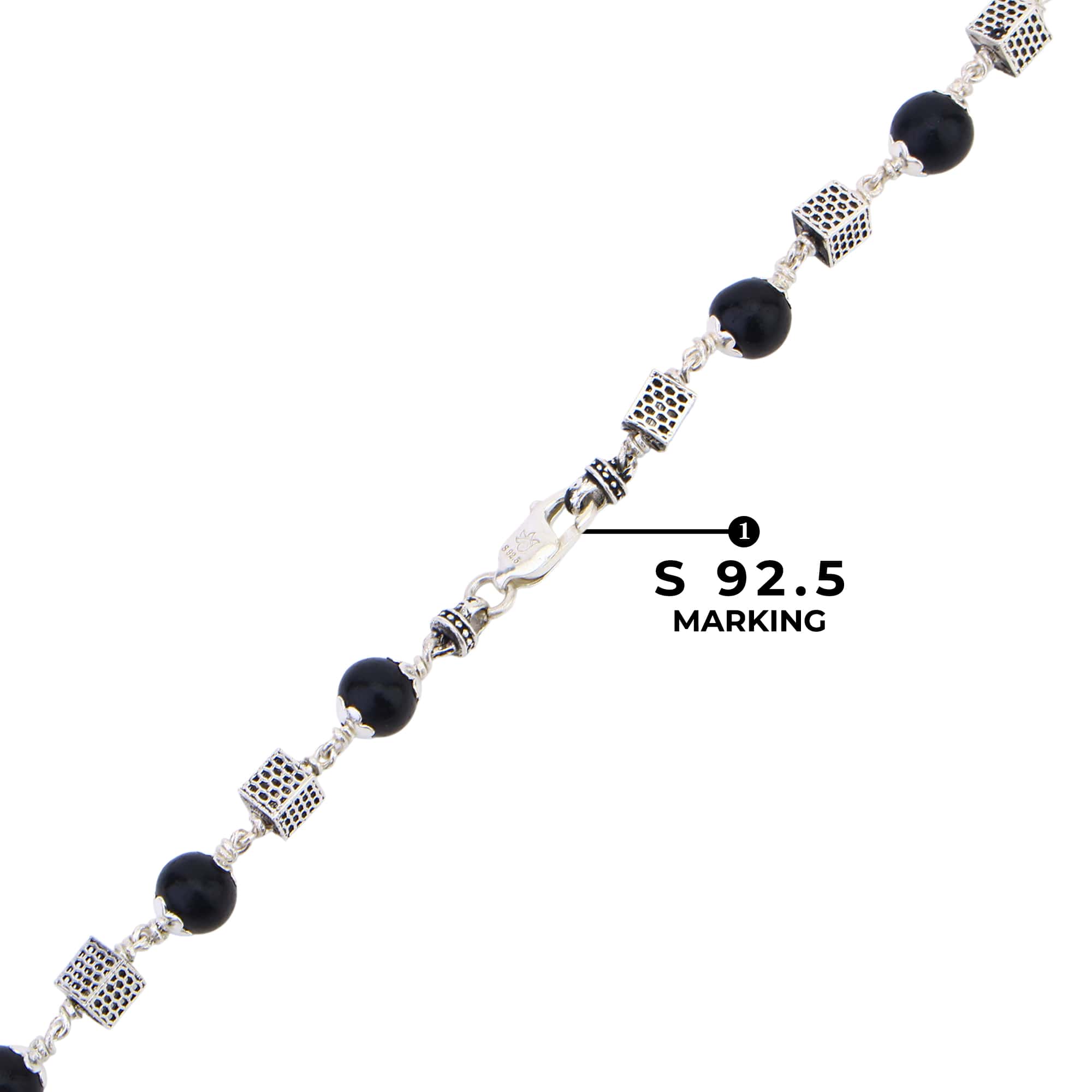 Karungali Silver Mala (Square Beads)