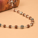Rudraksha With Hexagon Om Silver Beads Mala
