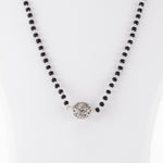 Original Black Beads Mangal Sutra with Silver Circular Pendant