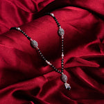 Black Beads Mangal Sutra with 3 Dangling Beaded Silver Pendants for Women